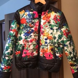 Black/floral puffer coat